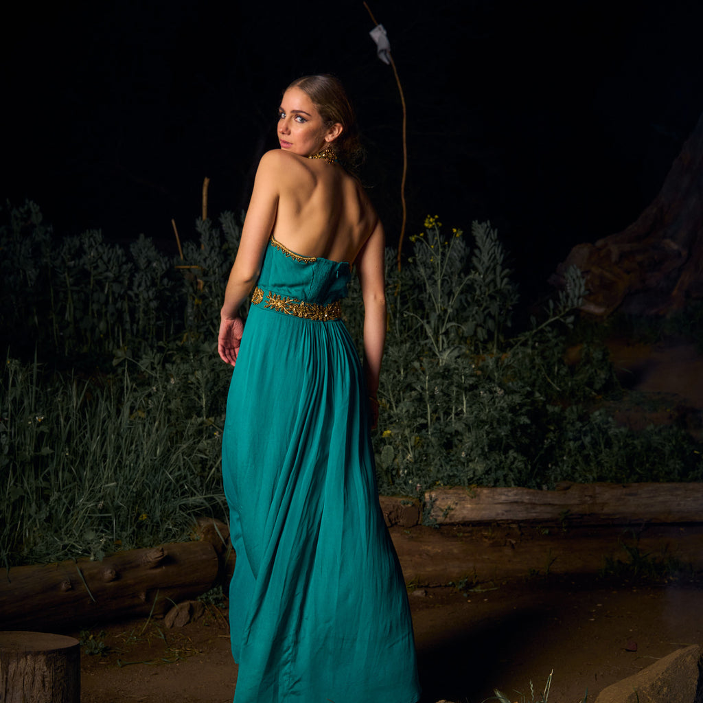 VESTIDO MAXI ASWI ANTIQUE GREEN