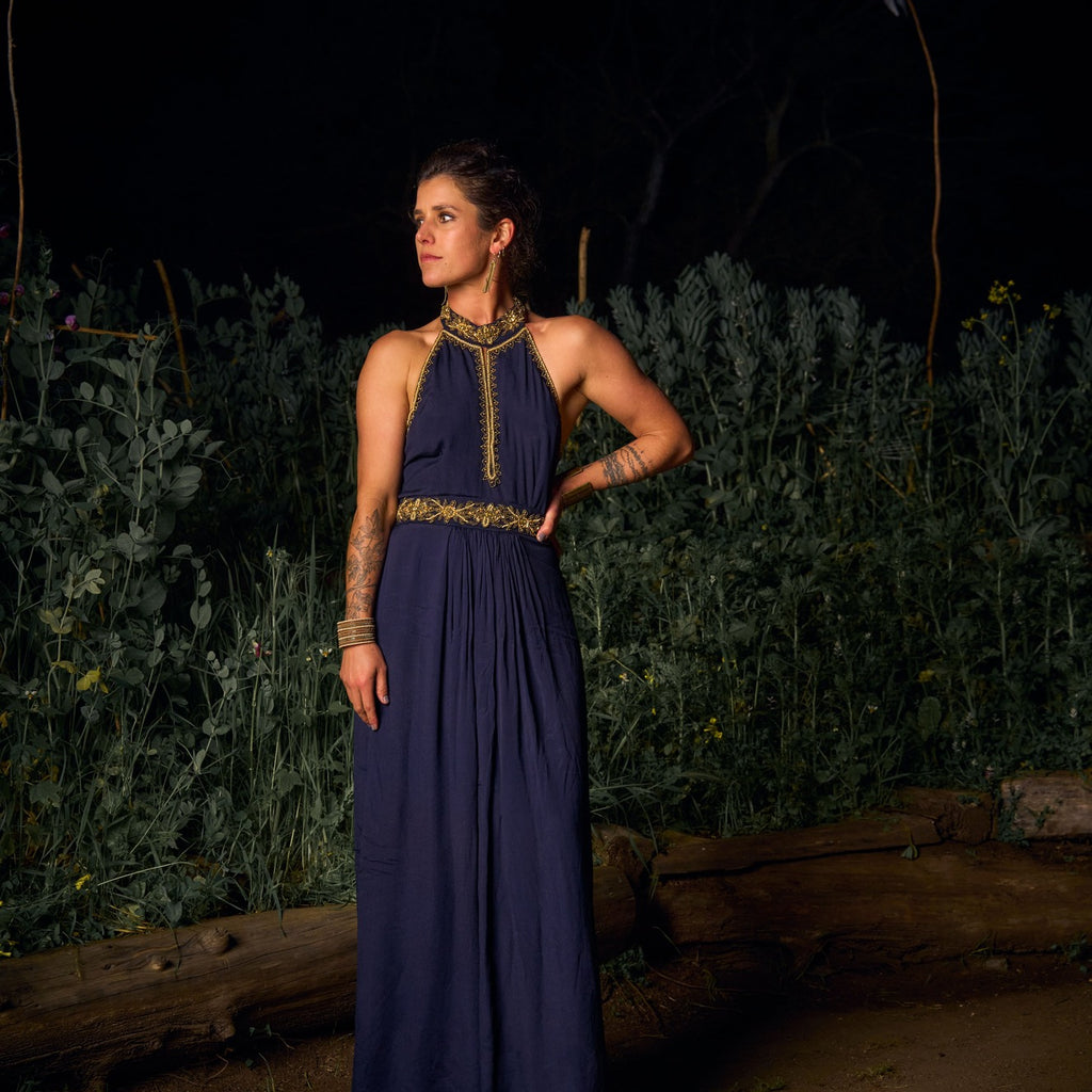 VESTIDO MAXI ASWI NAVY BLUE