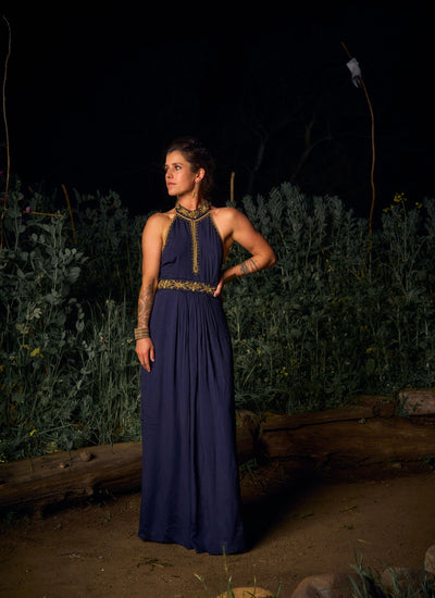 VESTIDO MAXI ASWI NAVY BLUE