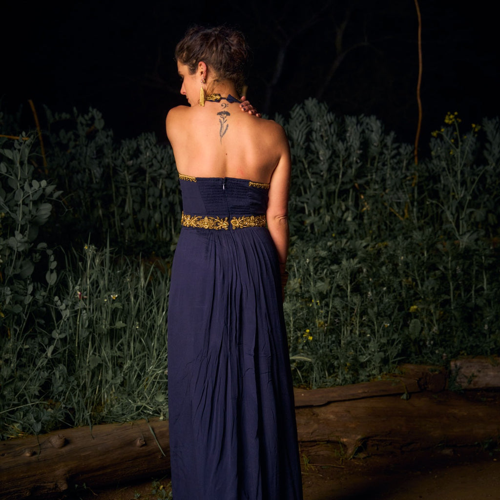 VESTIDO MAXI ASWI NAVY BLUE