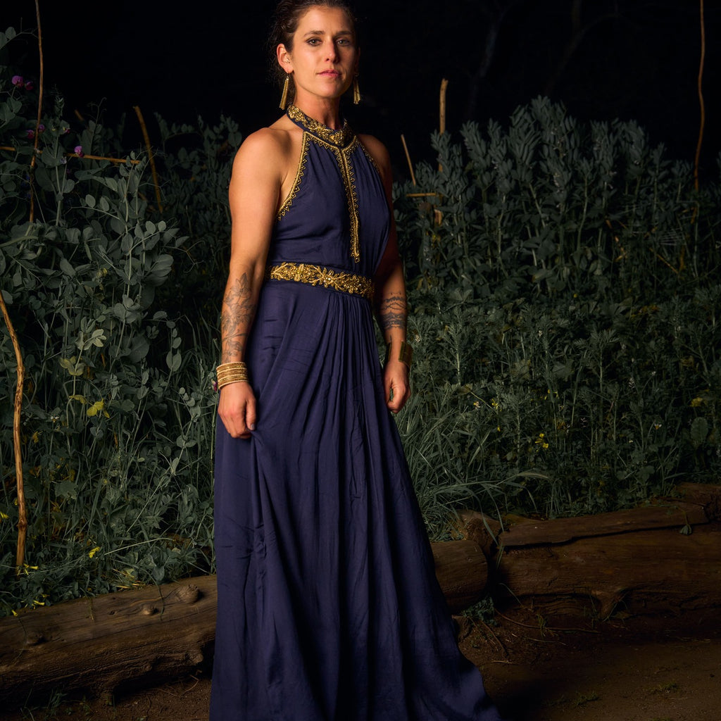 VESTIDO MAXI ASWI NAVY BLUE