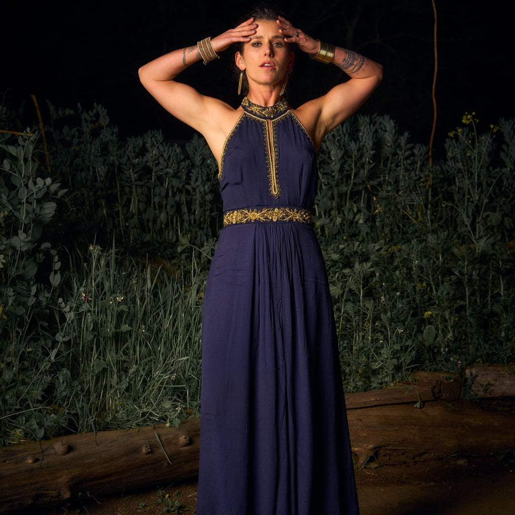 VESTIDO MAXI ASWI NAVY BLUE