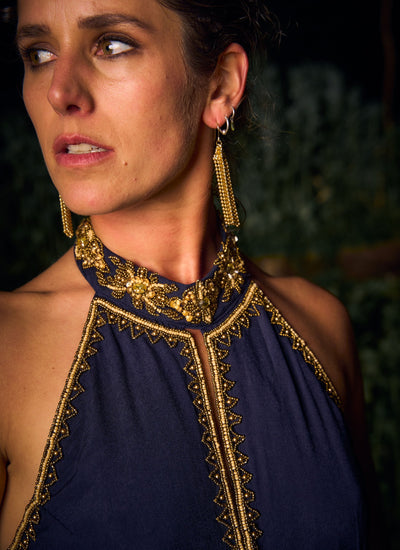 VESTIDO MAXI ASWI NAVY BLUE