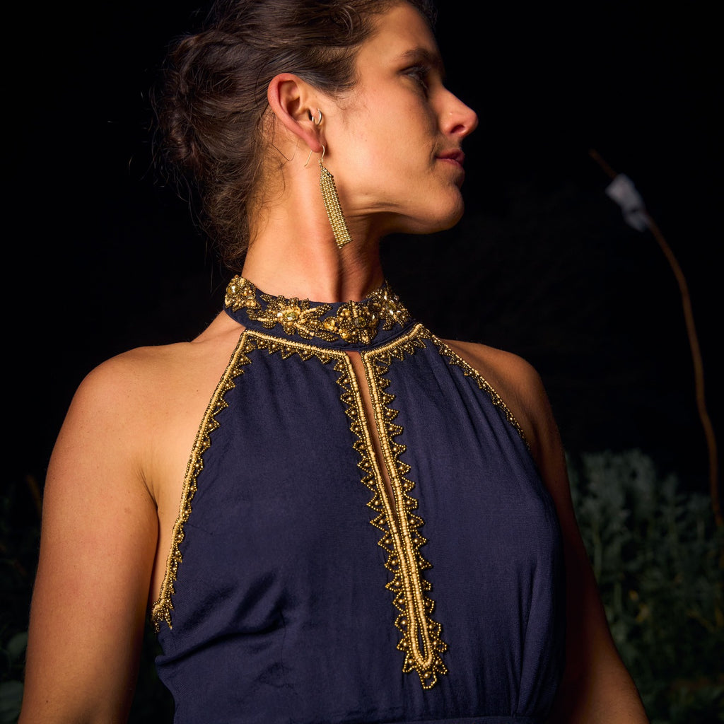 VESTIDO MAXI ASWI NAVY BLUE