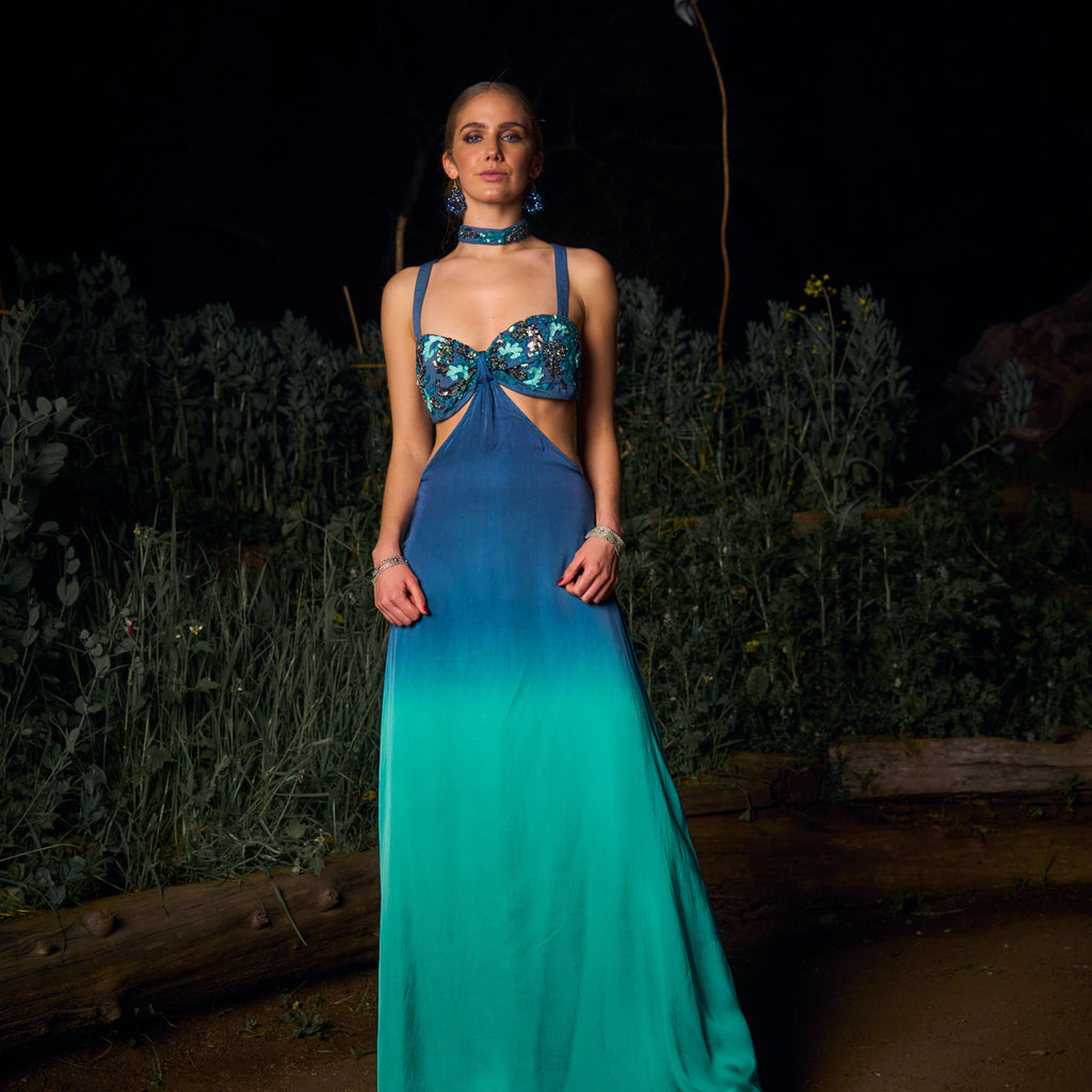 VESTIDO MAXI AMIRA TURQUOISE