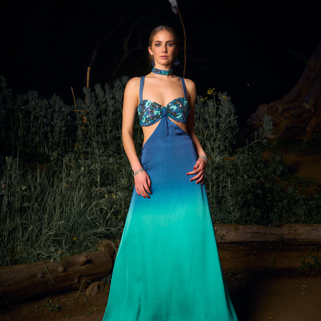 VESTIDO MAXI AMIRA TURQUOISE
