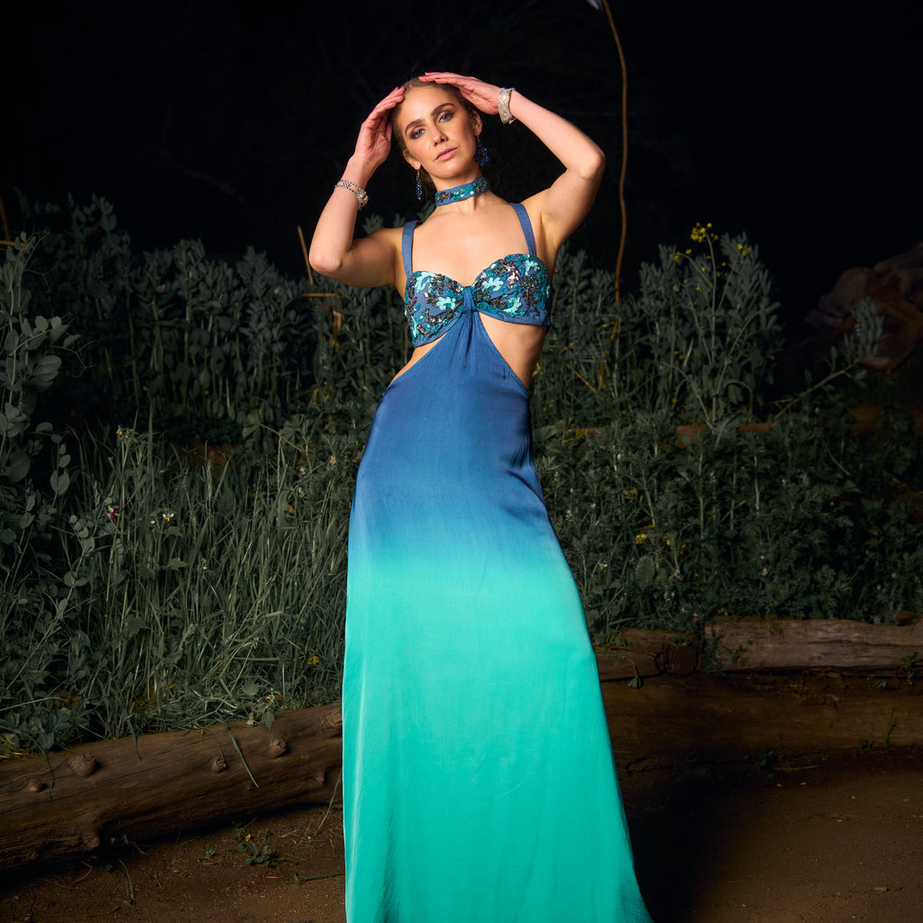 VESTIDO MAXI AMIRA TURQUOISE