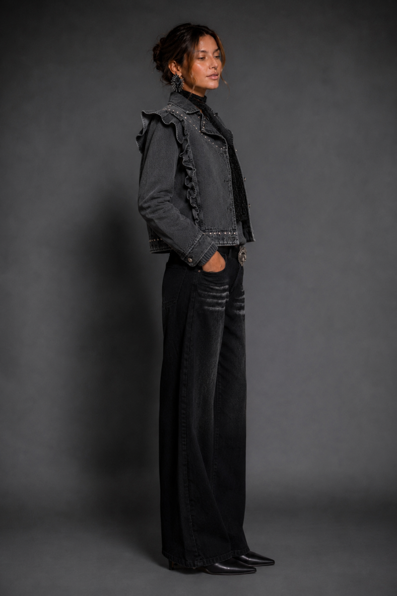 CHAQUETA STATEMENT DENIM NEGRO