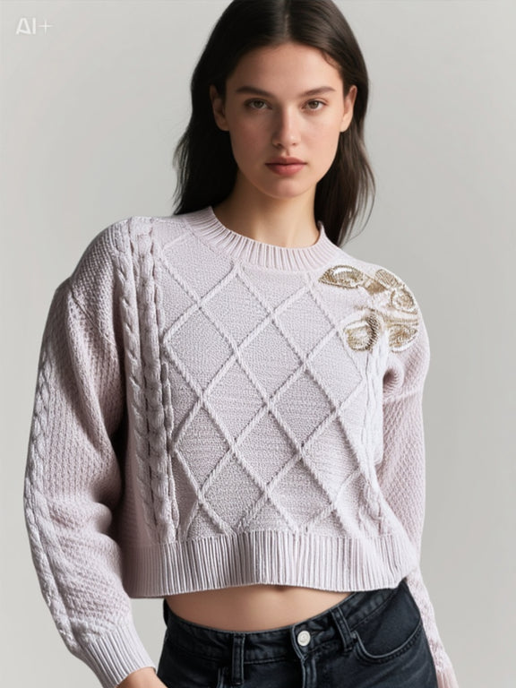 SWEATER LEAVES CREAM