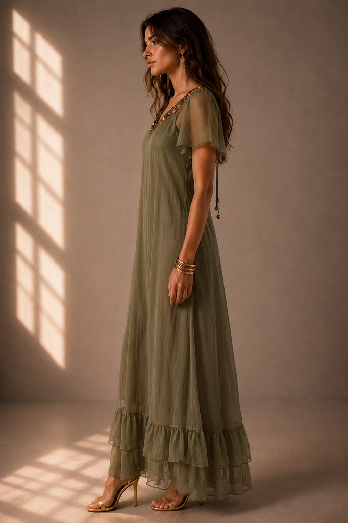 VESTIDO MAXI TRINITY OLIVA