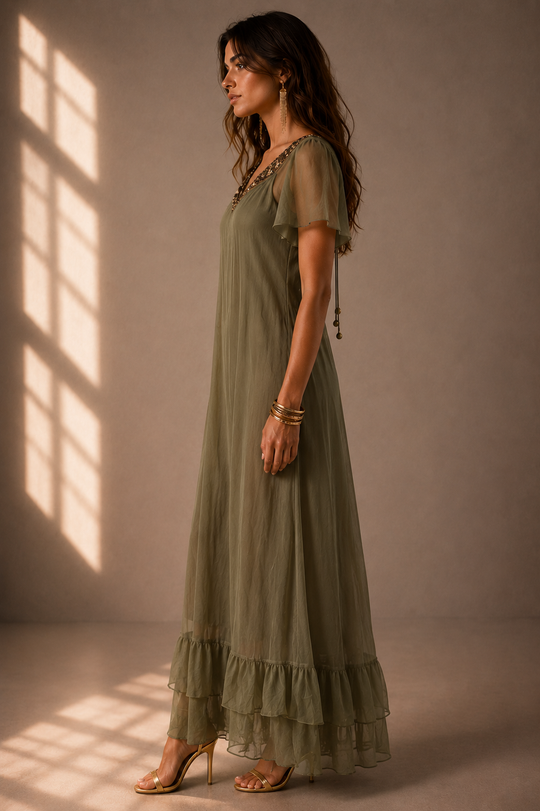 VESTIDO MAXI TRINITY OLIVA