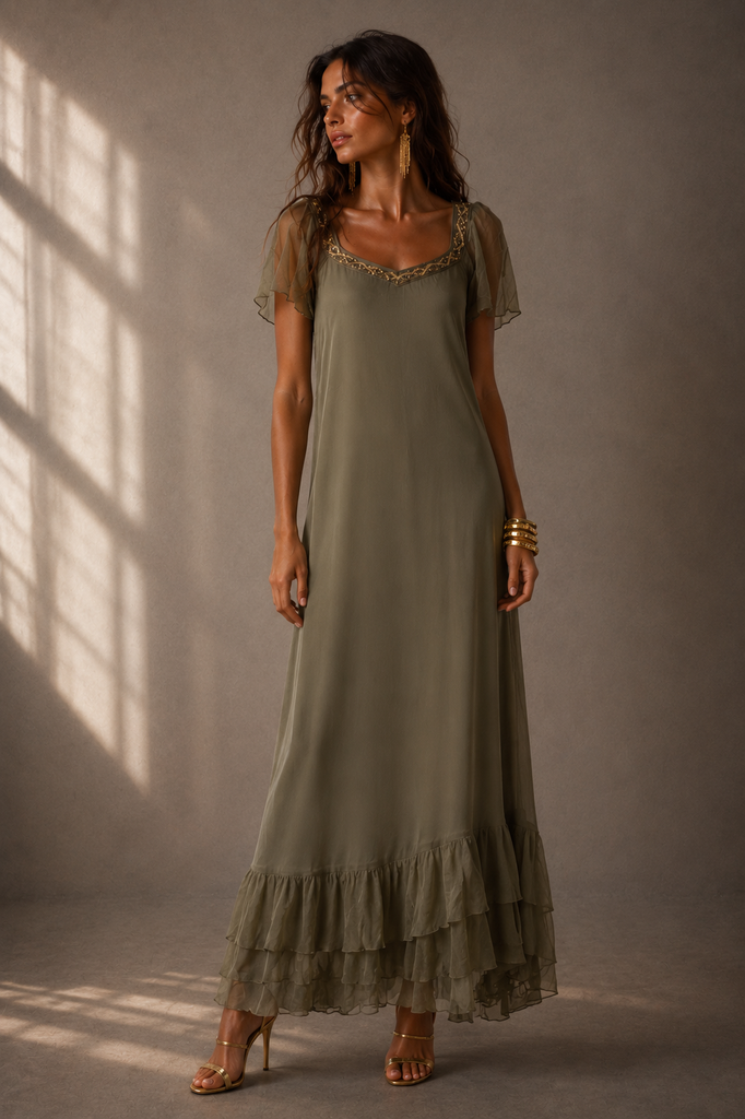 VESTIDO MAXI TRINITY OLIVA