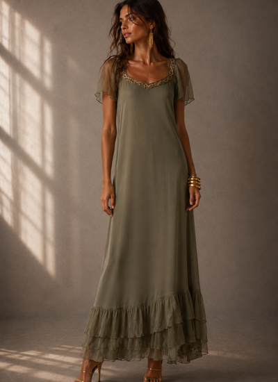 VESTIDO MAXI TRINITY OLIVA