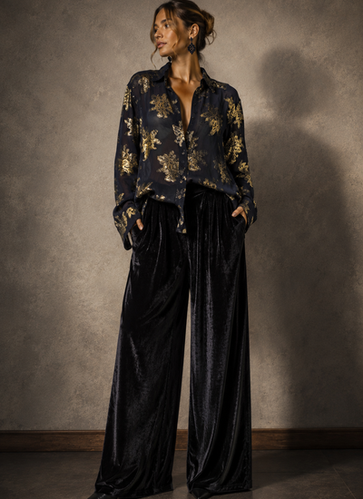 BLUSA LUREX NAVY GOLD
