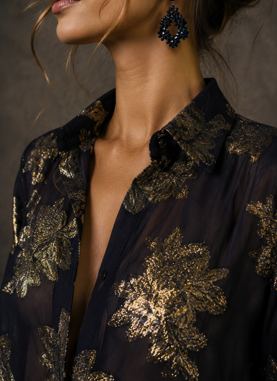 BLUSA LUREX NAVY GOLD