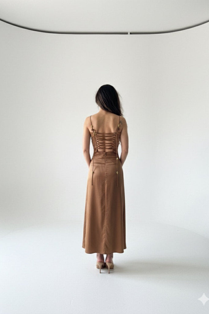 VESTIDO MAXI STORM BRONZE BROWN