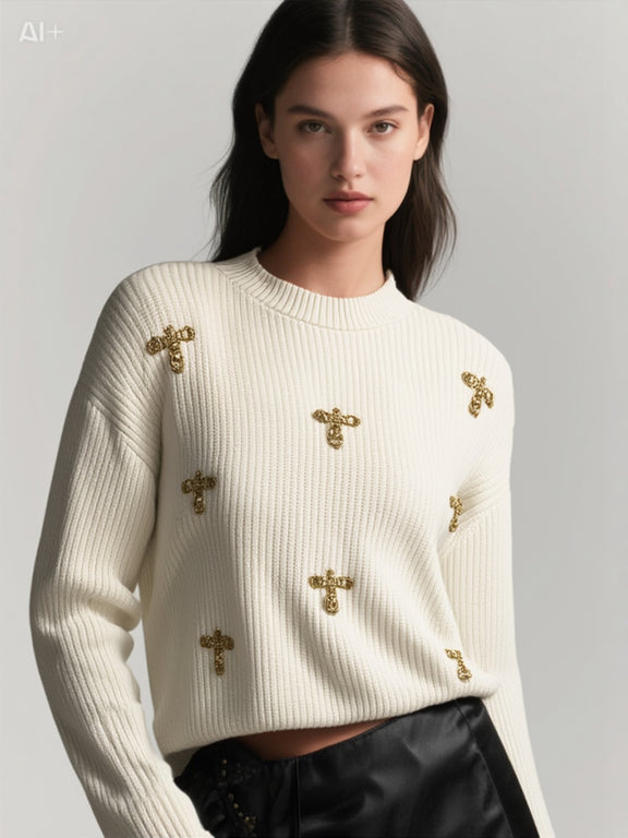 SWEATER BEES OFF WHITE