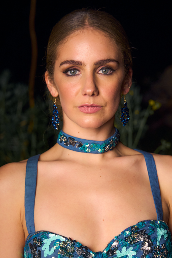 Collares turquesa boho chic indari, choker amira turquoise, moda bohemia con bordado artesanal y estilo inspirado en india
