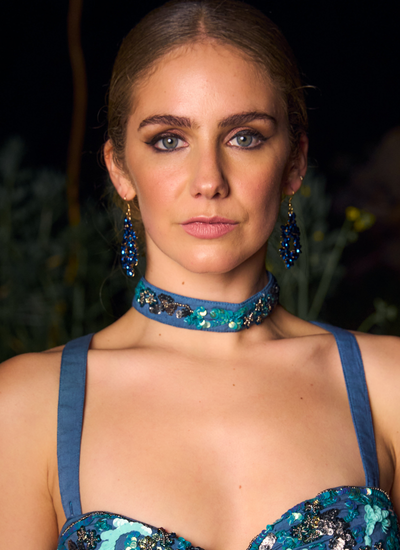 Collares turquesa boho chic indari, choker amira turquoise, moda bohemia con bordado artesanal y estilo inspirado en india