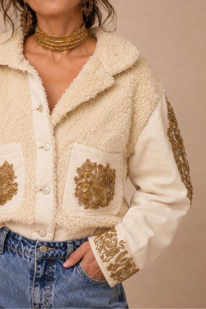 CHAQUETA WOOL GOLD OFF WHITE