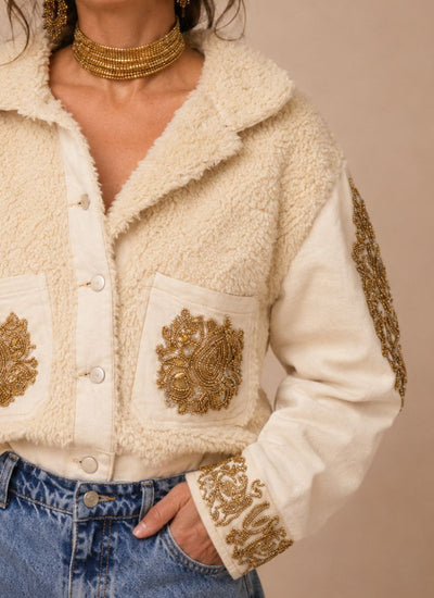 CHAQUETA WOOL GOLD OFF WHITE