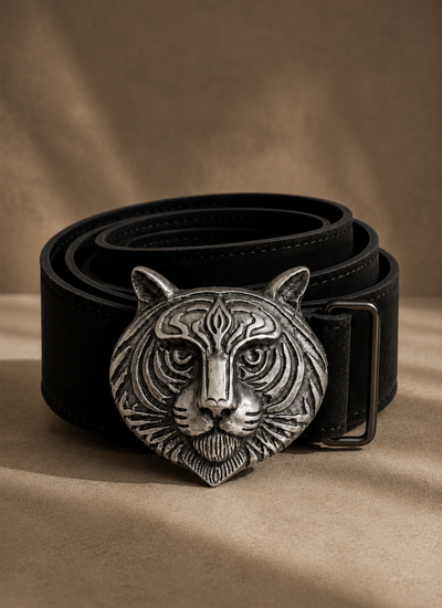 CINTURON TIGER NEGRO/PLATEADO