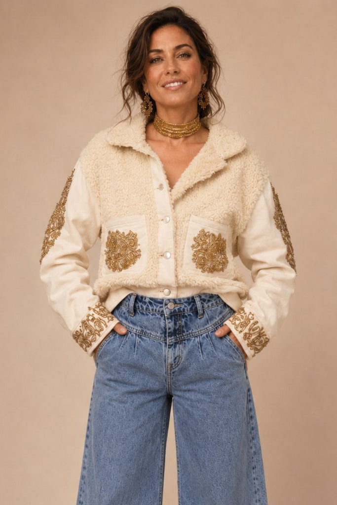 CHAQUETA WOOL GOLD OFF WHITE