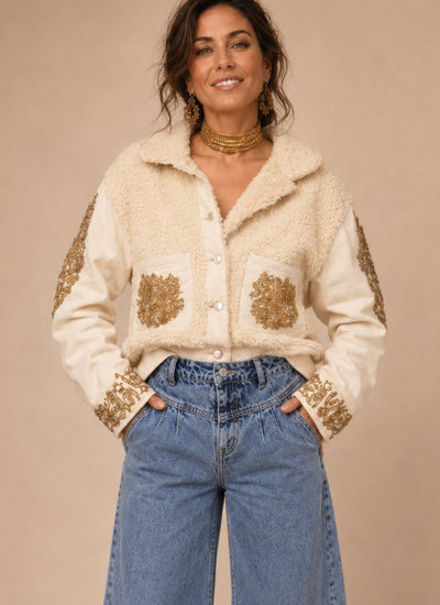 CHAQUETA WOOL GOLD OFF WHITE