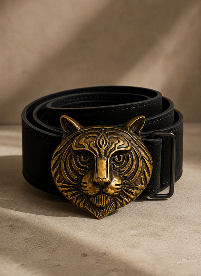 CINTURON TIGER NEGRO/DORADO